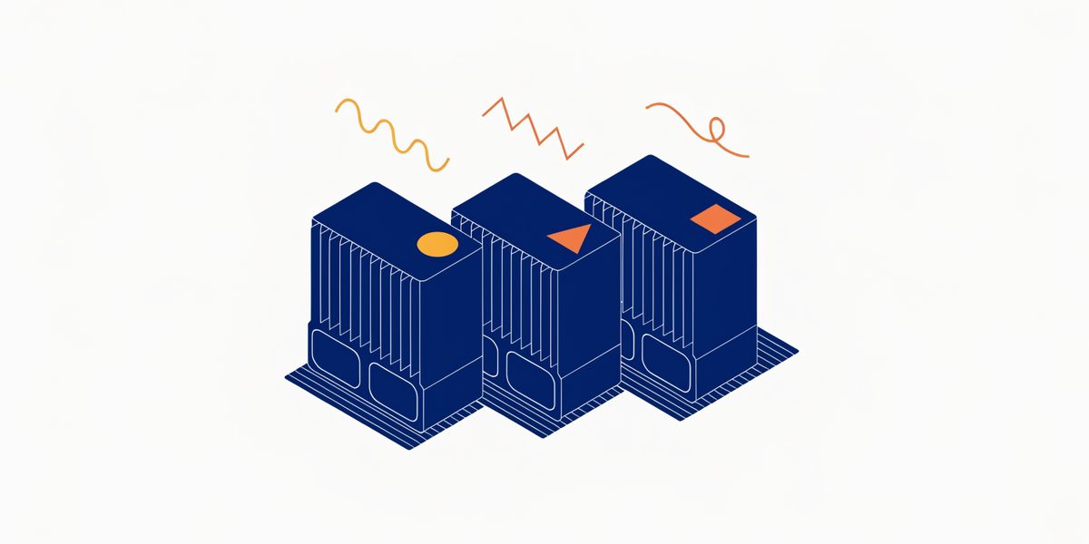 Illustration en style dessiné : trois interrupteurs différentiels alignés, chacun marqué d'un repère et d'une forme d'onde distincte.