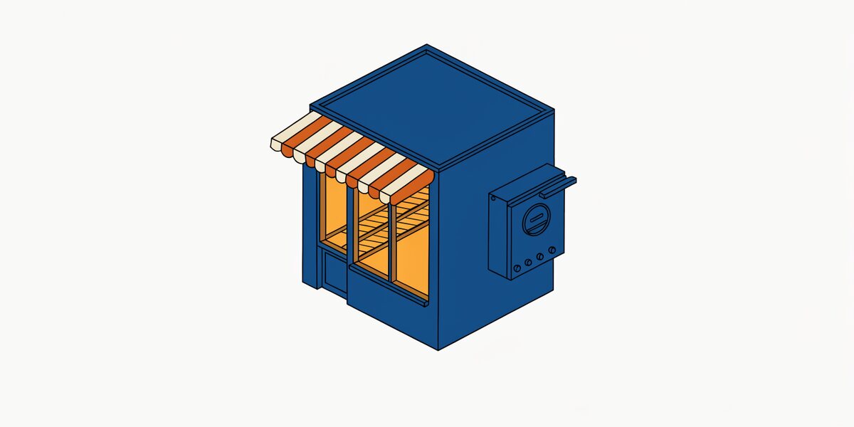 Illustration en style dessiné : électricité pour commerces.