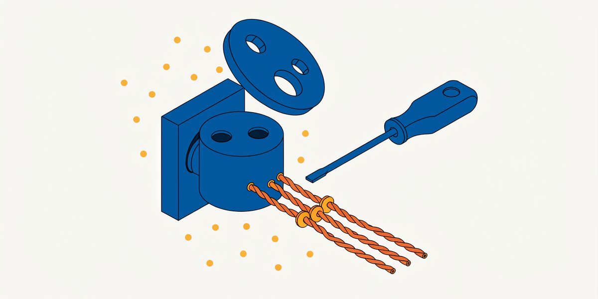 Illustration en style dessiné : prises électriques.